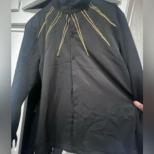 Black Shirt with Gold Embroidery